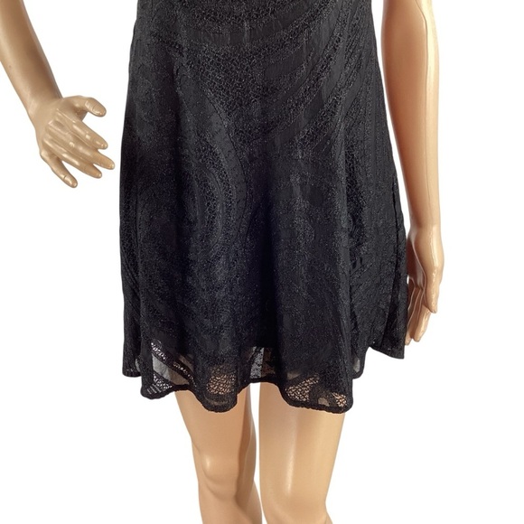 Free People Placed Lace Mini Fit Flare Slip Dress Black Size S - Picture 7 of 11